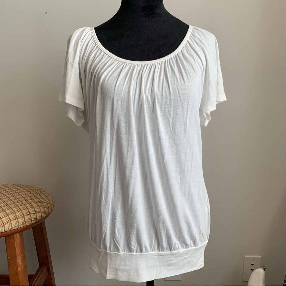 Rebecca Beeson White Short Sleeve Cinch Top Tee